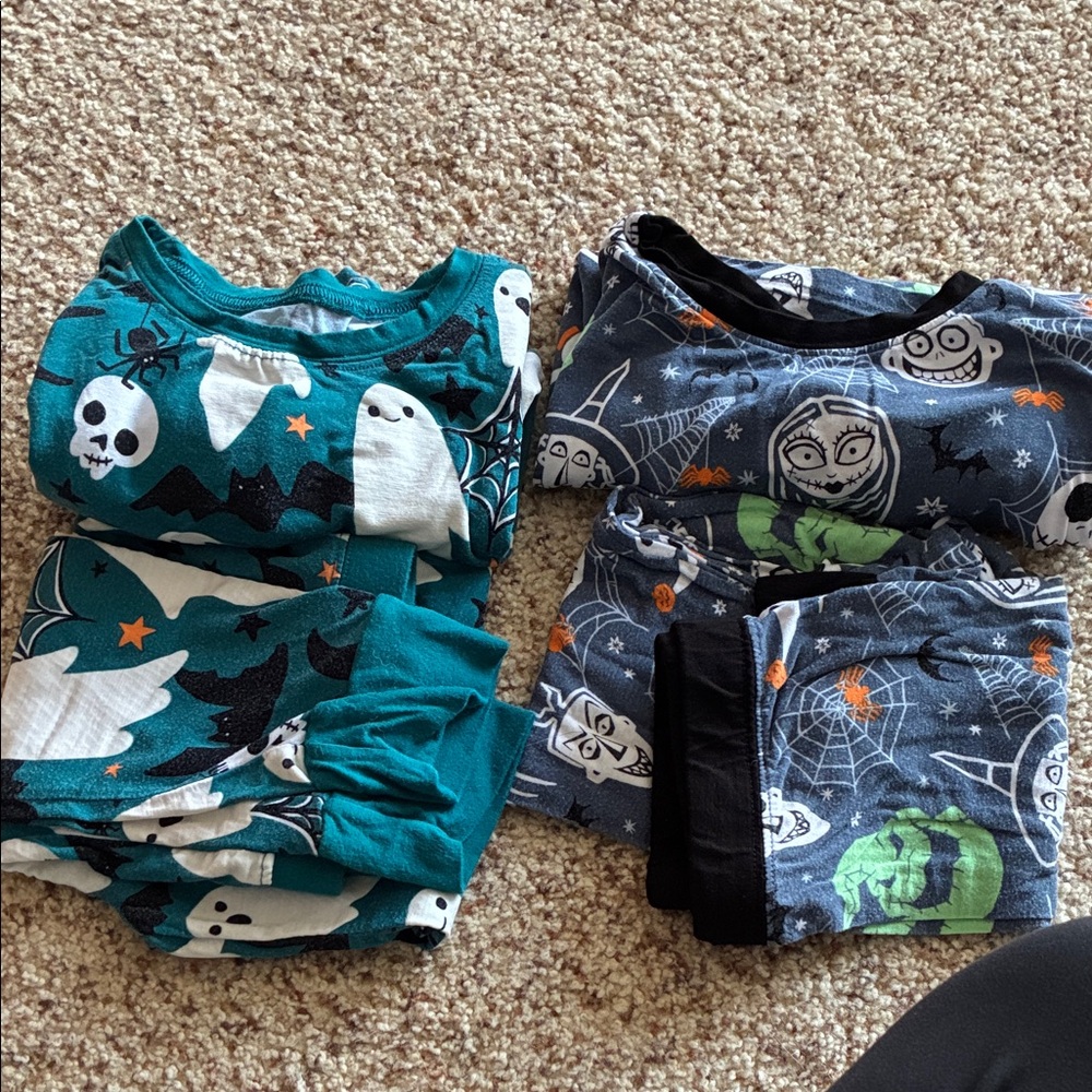 Little Sleepies Teal and Blue Halloween Pajama Set long sleeves and pants